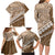 Beige Bula Fiji Family Matching Long Sleeve Bodycon Dress and Hawaiian Shirt Fijian Language Week Tapa Cloth - Pastel