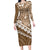 Beige Bula Fiji Family Matching Long Sleeve Bodycon Dress and Hawaiian Shirt Fijian Language Week Tapa Cloth - Pastel