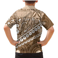 Beige Bula Fiji Family Matching Mermaid Dress and Hawaiian Shirt Fijian Language Week Tapa Cloth - Pastel