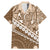 Beige Bula Fiji Family Matching Mermaid Dress and Hawaiian Shirt Fijian Language Week Tapa Cloth - Pastel