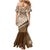 Beige Bula Fiji Family Matching Mermaid Dress and Hawaiian Shirt Fijian Language Week Tapa Cloth - Pastel