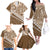 Beige Bula Fiji Family Matching Off The Shoulder Long Sleeve Dress and Hawaiian Shirt Fijian Language Week Tapa Cloth - Pastel