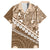 Beige Bula Fiji Family Matching Off The Shoulder Long Sleeve Dress and Hawaiian Shirt Fijian Language Week Tapa Cloth - Pastel