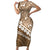 Beige Bula Fiji Family Matching Short Sleeve Bodycon Dress and Hawaiian Shirt Fijian Language Week Tapa Cloth - Pastel