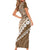 Beige Bula Fiji Family Matching Short Sleeve Bodycon Dress and Hawaiian Shirt Fijian Language Week Tapa Cloth - Pastel