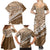 Beige Bula Fiji Family Matching Summer Maxi Dress and Hawaiian Shirt Fijian Language Week Tapa Cloth - Pastel