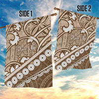 Beige Bula Fiji Garden Flag Fijian Language Week Tapa Cloth - Pastel LT14 - Polynesian Pride