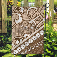 Beige Bula Fiji Garden Flag Fijian Language Week Tapa Cloth - Pastel LT14 Garden Flag Beige - Polynesian Pride