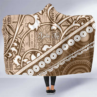 Beige Bula Fiji Hooded Blanket Fijian Language Week Tapa Cloth - Pastel LT14 One Size Beige - Polynesian Pride
