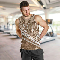 Beige Bula Fiji Men Tank Top Fijian Language Week Tapa Cloth - Pastel LT14 Beige - Polynesian Pride