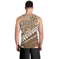 Beige Bula Fiji Men Tank Top Fijian Language Week Tapa Cloth - Pastel LT14 - Polynesian Pride