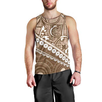 Beige Bula Fiji Men Tank Top Fijian Language Week Tapa Cloth - Pastel LT14 - Polynesian Pride