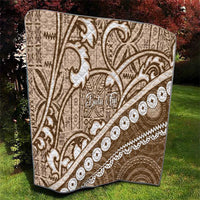 Beige Bula Fiji Quilt Fijian Language Week Tapa Cloth - Pastel