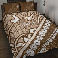 Beige Bula Fiji Quilt Bed Set Fijian Language Week Tapa Cloth - Pastel LT14 Beige - Polynesian Pride