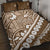 Beige Bula Fiji Quilt Bed Set Fijian Language Week Tapa Cloth - Pastel