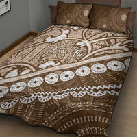 Beige Bula Fiji Quilt Bed Set Fijian Language Week Tapa Cloth - Pastel LT14 - Polynesian Pride
