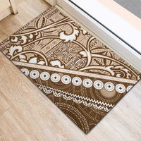 Beige Bula Fiji Rubber Doormat Fijian Language Week Tapa Cloth - Pastel LT14 - Polynesian Pride