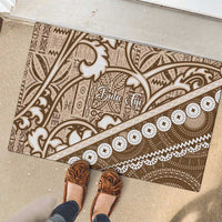 Beige Bula Fiji Rubber Doormat Fijian Language Week Tapa Cloth - Pastel LT14 - Polynesian Pride