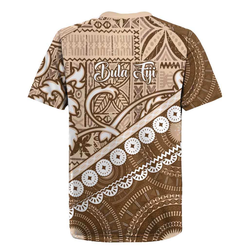 Beige Bula Fiji Rugby Jersey Fijian Language Week Tapa Cloth - Pastel LT14 - Polynesian Pride