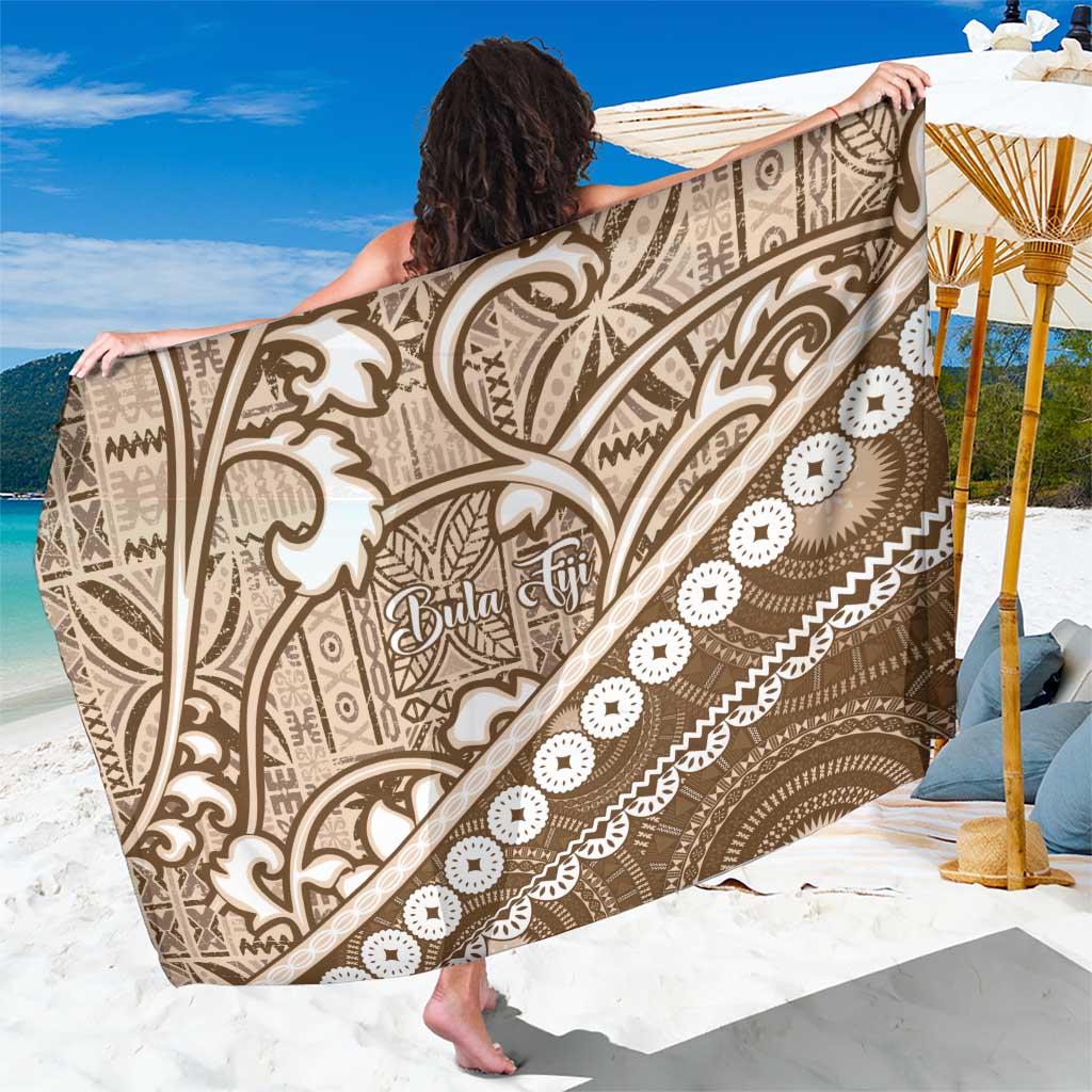 Beige Bula Fiji Sarong Fijian Language Week Tapa Cloth - Pastel