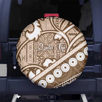 Beige Bula Fiji Spare Tire Cover Fijian Language Week Tapa Cloth - Pastel LT14 - Polynesian Pride