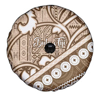 Beige Bula Fiji Spare Tire Cover Fijian Language Week Tapa Cloth - Pastel LT14 - Polynesian Pride