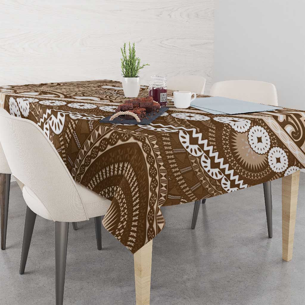 Beige Bula Fiji Tablecloth Fijian Language Week Tapa Cloth - Pastel LT14 - Polynesian Pride