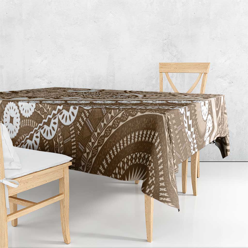 Beige Bula Fiji Tablecloth Fijian Language Week Tapa Cloth - Pastel LT14 - Polynesian Pride