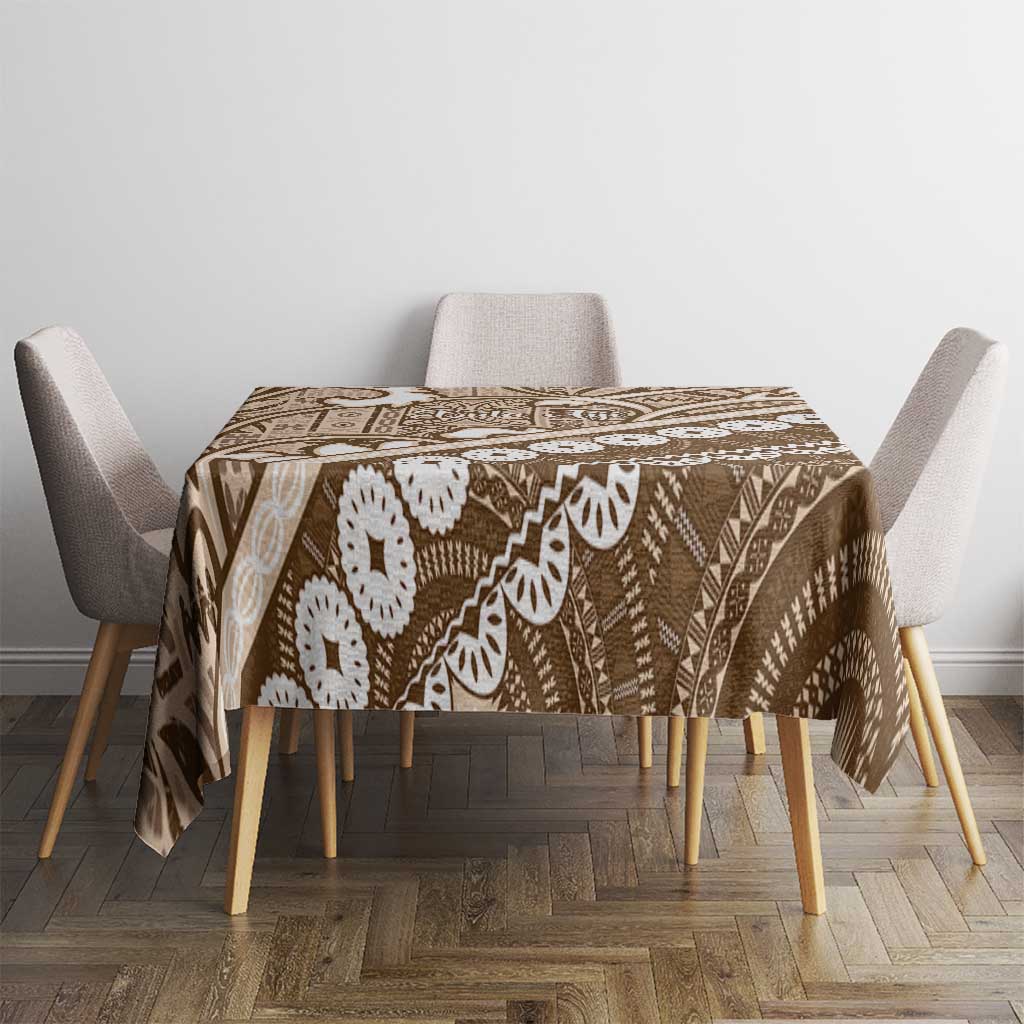 Beige Bula Fiji Tablecloth Fijian Language Week Tapa Cloth - Pastel LT14 - Polynesian Pride