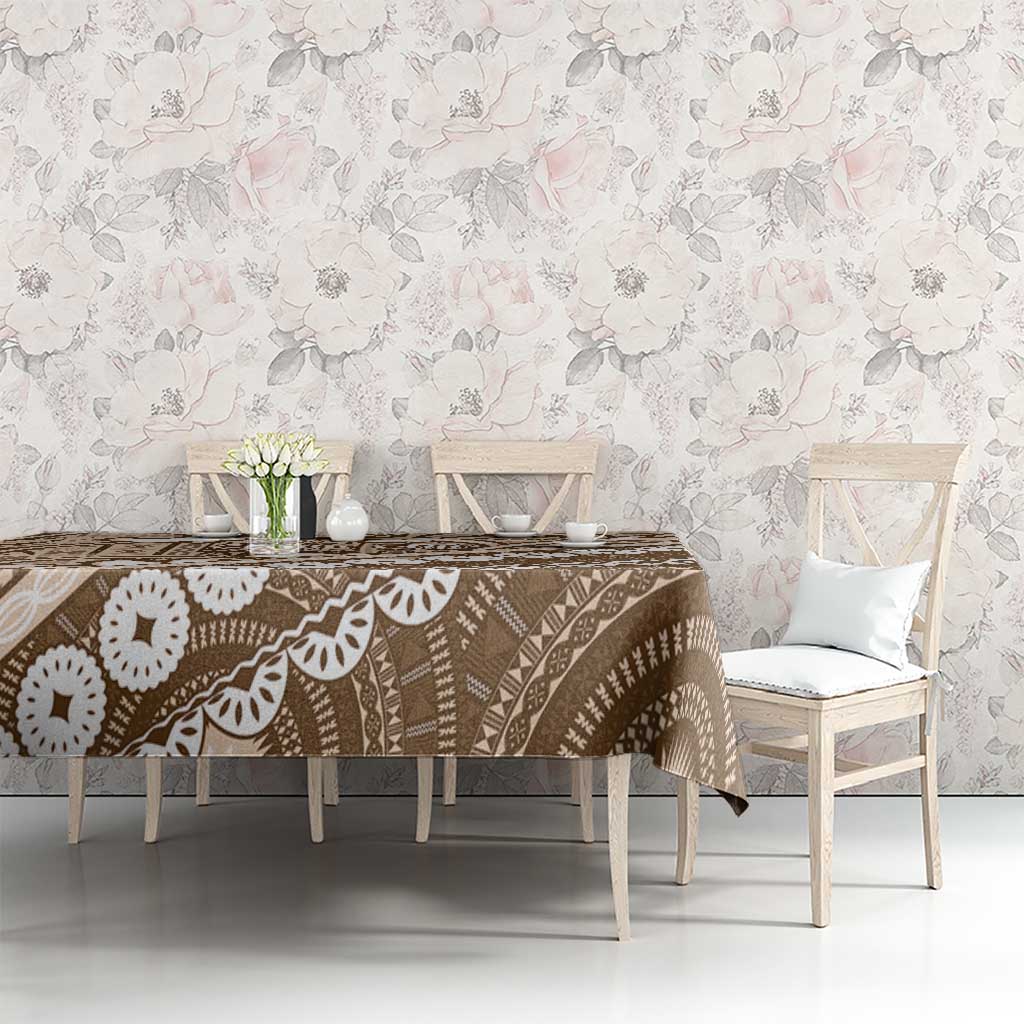 Beige Bula Fiji Tablecloth Fijian Language Week Tapa Cloth - Pastel LT14 - Polynesian Pride