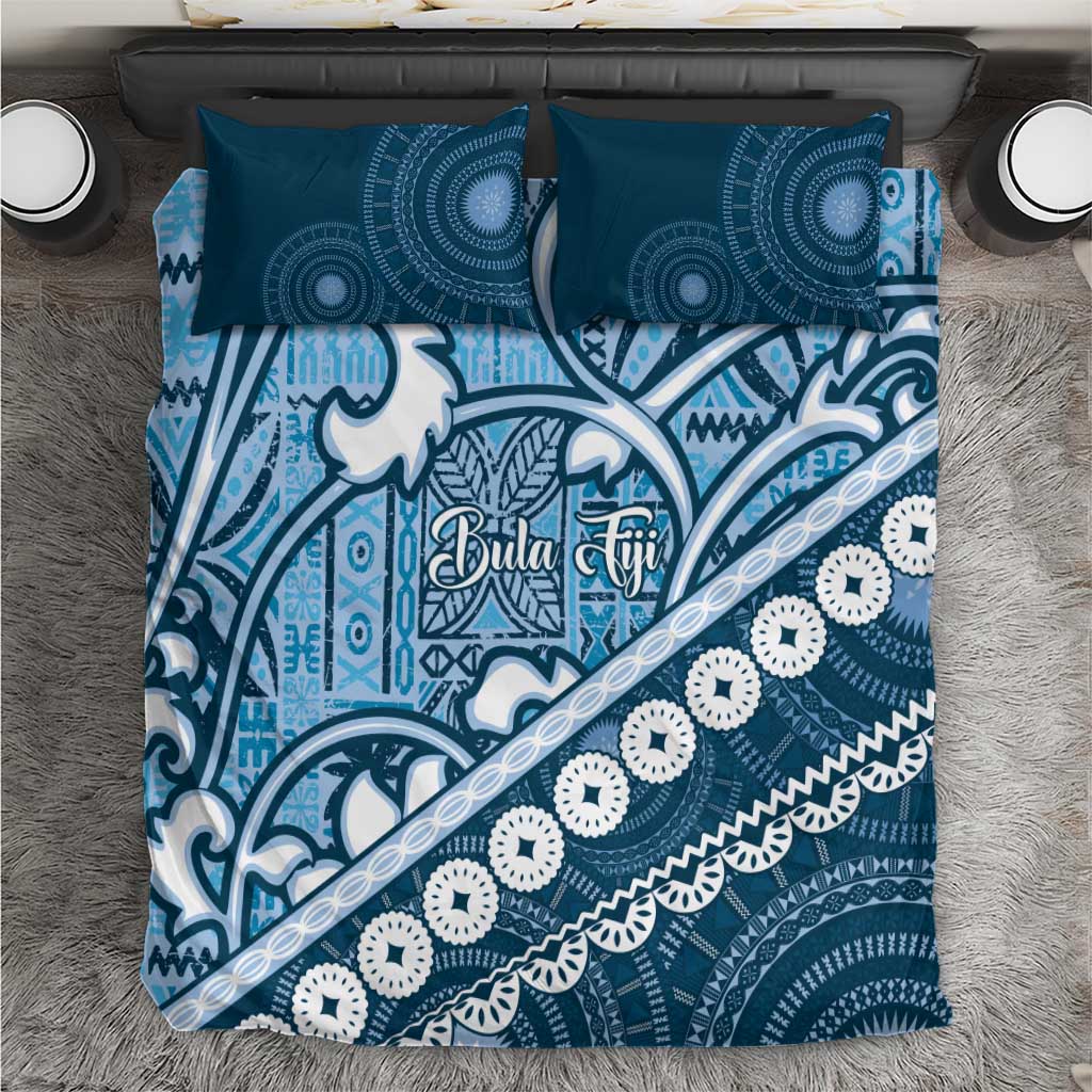 Blue Bula Fiji Bedding Set Fijian Language Week Tapa Cloth - Pastel