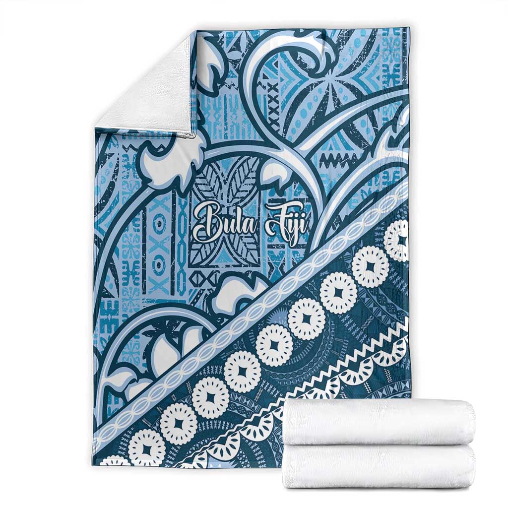 Blue Bula Fiji Blanket Fijian Language Week Tapa Cloth - Pastel LT14 - Polynesian Pride