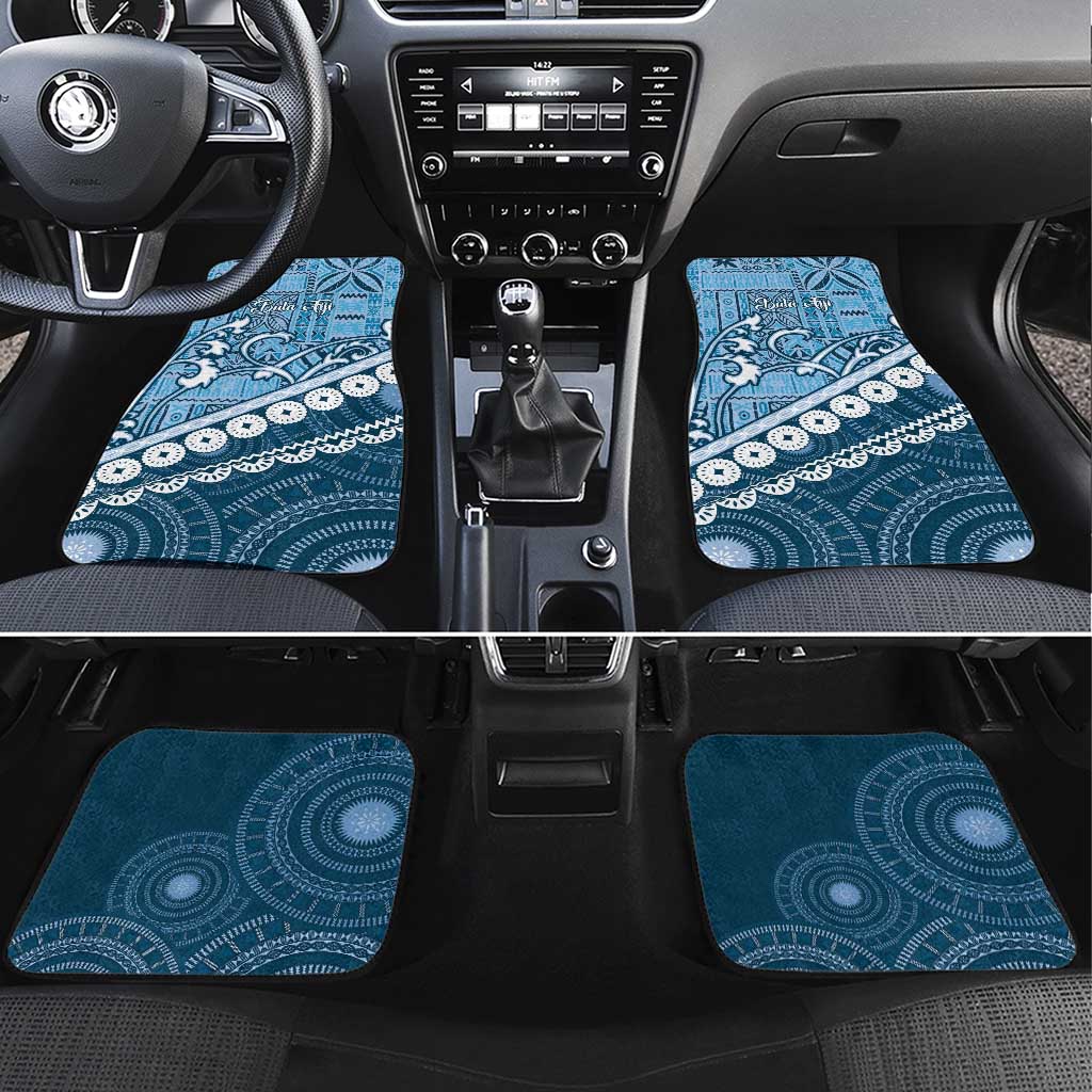 Blue Bula Fiji Car Mats Fijian Language Week Tapa Cloth - Pastel