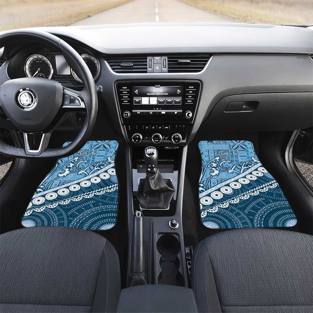 Blue Bula Fiji Car Mats Fijian Language Week Tapa Cloth - Pastel LT14 Set 2pcs - Front Blue - Polynesian Pride