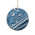 Blue Bula Fiji Ceramic Ornament Fijian Language Week Tapa Cloth - Pastel