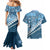 Blue Bula Fiji Couples Matching Mermaid Dress and Hawaiian Shirt Fijian Language Week Tapa Cloth - Pastel