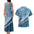 Blue Bula Fiji Couples Matching Tank Maxi Dress and Hawaiian Shirt Fijian Language Week Tapa Cloth - Pastel