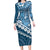 Blue Bula Fiji Family Matching Long Sleeve Bodycon Dress and Hawaiian Shirt Fijian Language Week Tapa Cloth - Pastel