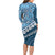 Blue Bula Fiji Family Matching Long Sleeve Bodycon Dress and Hawaiian Shirt Fijian Language Week Tapa Cloth - Pastel