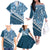 Blue Bula Fiji Family Matching Off The Shoulder Long Sleeve Dress and Hawaiian Shirt Fijian Language Week Tapa Cloth - Pastel