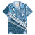 Blue Bula Fiji Family Matching Off The Shoulder Long Sleeve Dress and Hawaiian Shirt Fijian Language Week Tapa Cloth - Pastel