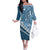 Blue Bula Fiji Family Matching Off The Shoulder Long Sleeve Dress and Hawaiian Shirt Fijian Language Week Tapa Cloth - Pastel