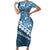 Blue Bula Fiji Family Matching Short Sleeve Bodycon Dress and Hawaiian Shirt Fijian Language Week Tapa Cloth - Pastel