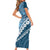 Blue Bula Fiji Family Matching Short Sleeve Bodycon Dress and Hawaiian Shirt Fijian Language Week Tapa Cloth - Pastel