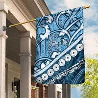 Blue Bula Fiji Garden Flag Fijian Language Week Tapa Cloth - Pastel LT14 House Flag Blue - Polynesian Pride