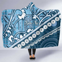 Blue Bula Fiji Hooded Blanket Fijian Language Week Tapa Cloth - Pastel LT14 One Size Blue - Polynesian Pride