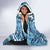 Blue Bula Fiji Hooded Blanket Fijian Language Week Tapa Cloth - Pastel