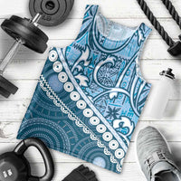 Blue Bula Fiji Men Tank Top Fijian Language Week Tapa Cloth - Pastel LT14 - Polynesian Pride