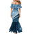 Blue Bula Fiji Mermaid Dress Fijian Language Week Tapa Cloth - Pastel