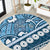 Blue Bula Fiji Round Carpet Fijian Language Week Tapa Cloth - Pastel